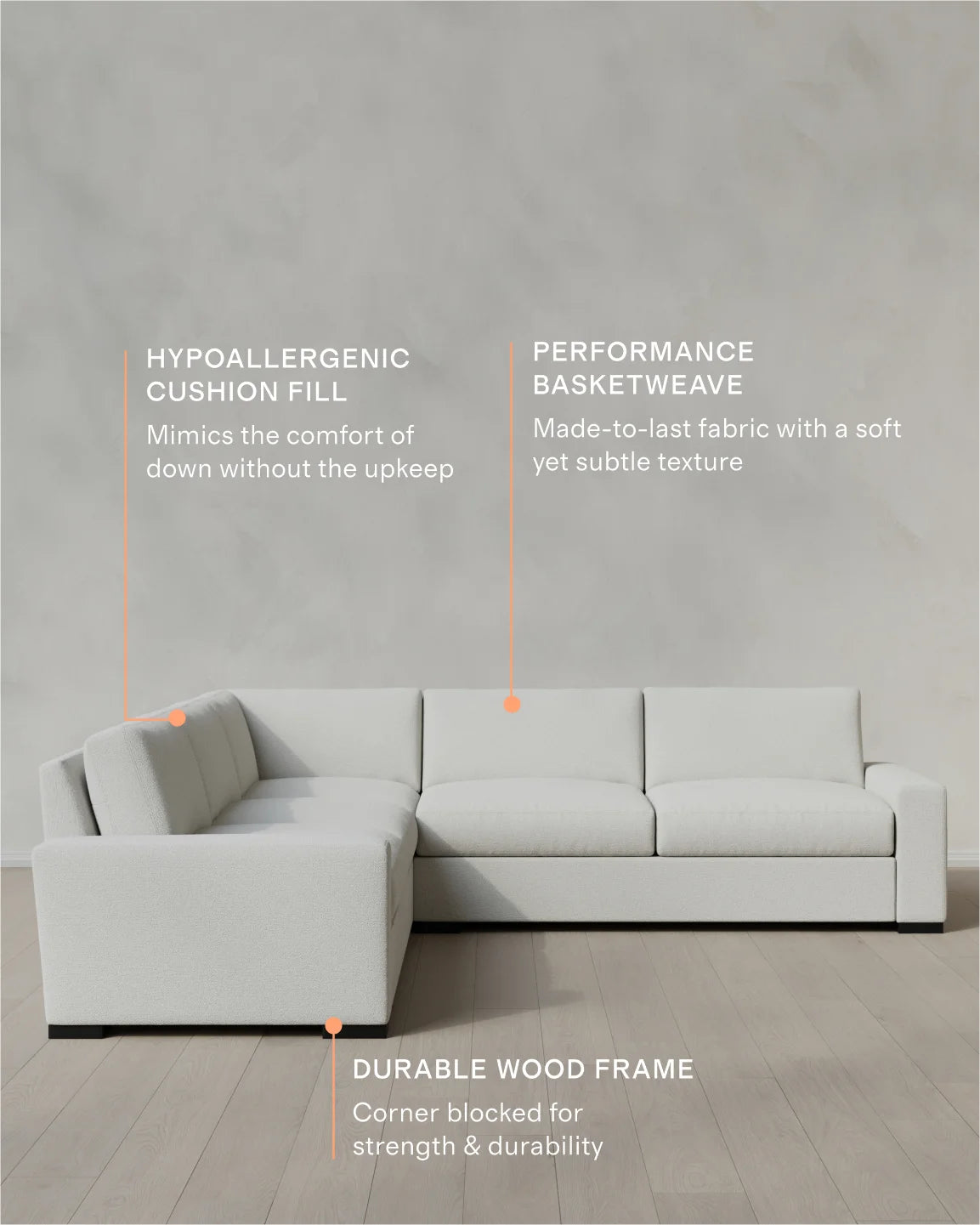 Stillman L Sectional in Performance Basketweave - 116x116 / Flax