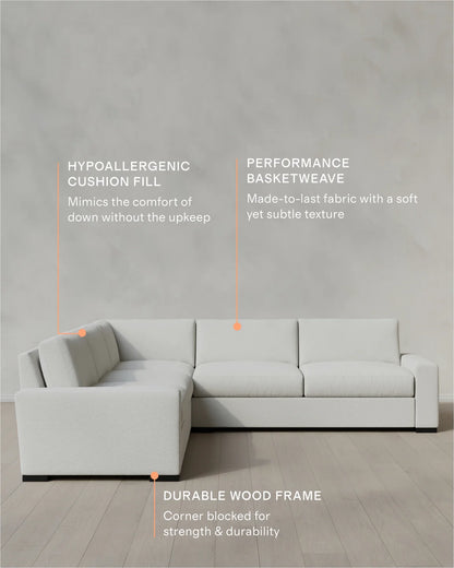 Stillman L Sectional in Performance Basketweave - 116x116 / Flax