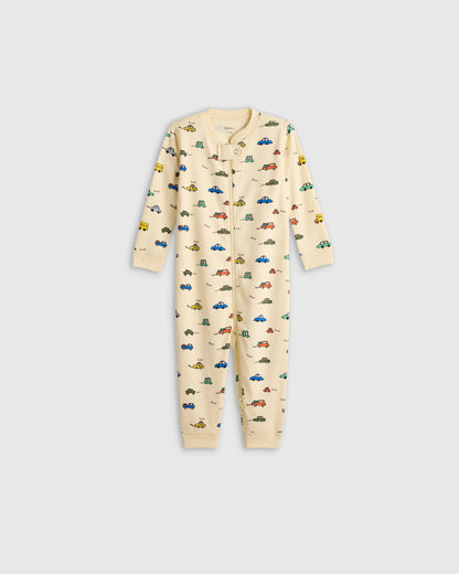 100% Organic Cotton One Piece Pajama - 0-3M / Navy Stripe