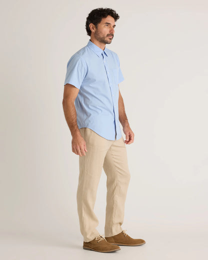 Organic Cotton Stretch Poplin Short Sleeve Shirt - S / Light Blue