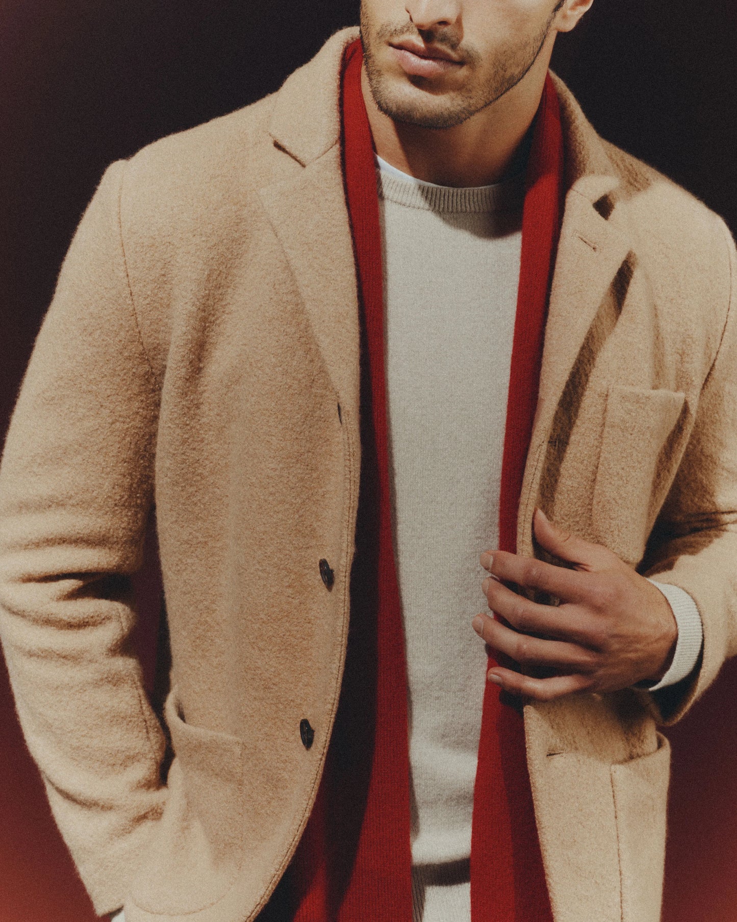 Boiled Wool Cashmere Blazer - S / Heather Charcoal