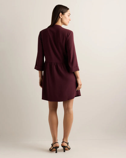 Fluid Crepe Shirt Dress - XS / Wine Tasting Red