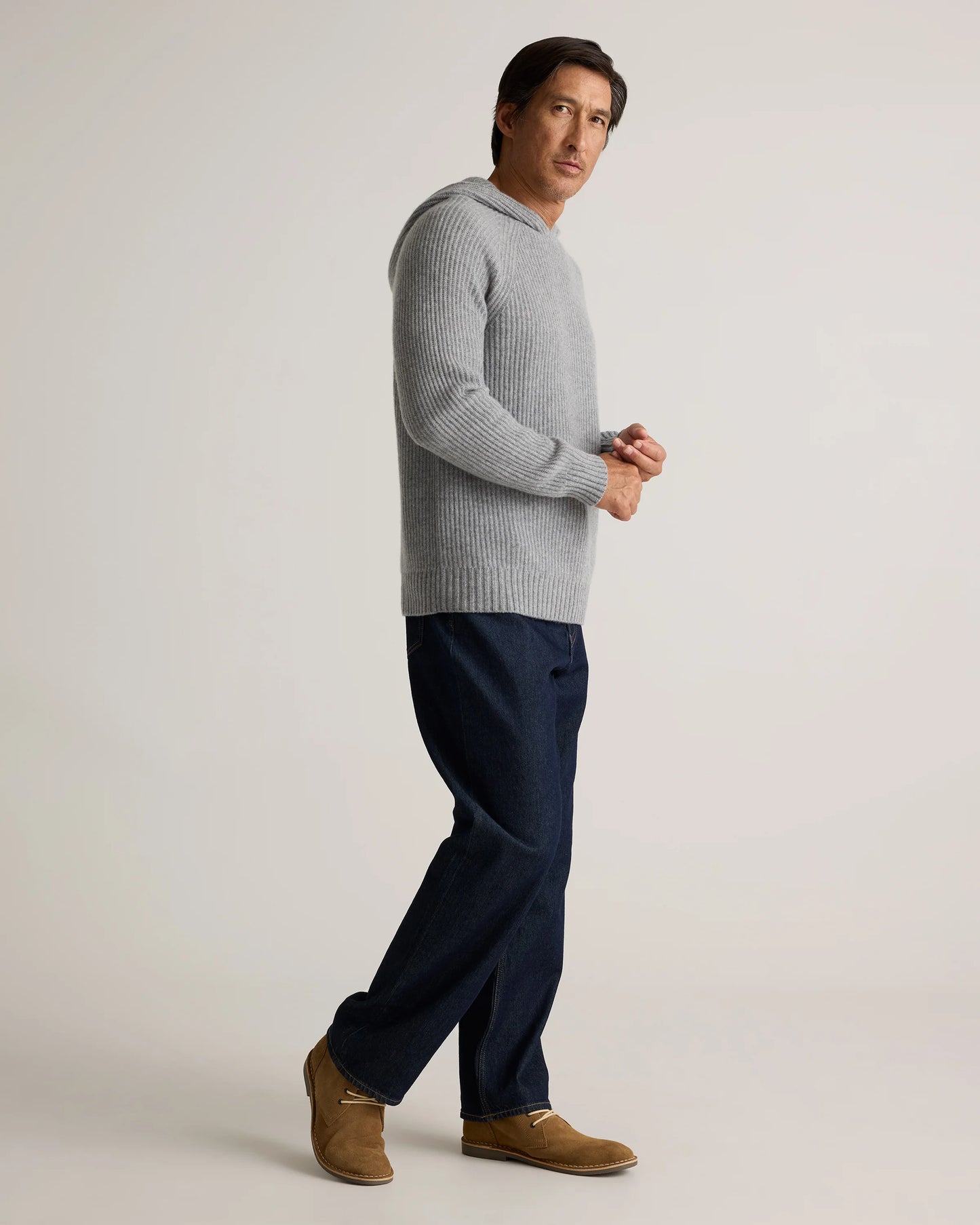 Mongolian Cashmere Fisherman Pullover Hoodie - S / Black