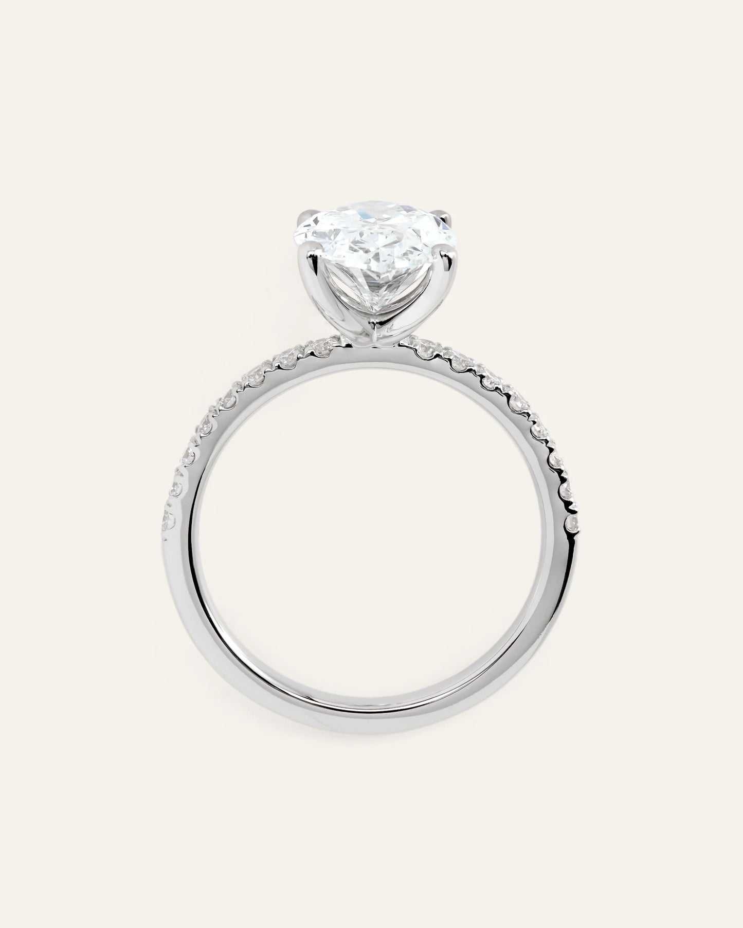 Lab Grown Diamond Oval Petite Pave Engagement Ring - 3ct - 4 / Yellow Gold