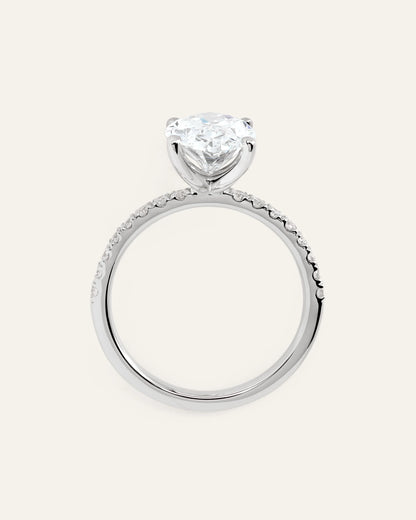 Lab Grown Diamond Oval Petite Pave Engagement Ring - 3ct - 4 / Yellow Gold