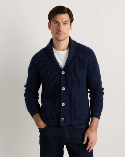 Mongolian Cashmere Shawl Collar Cardigan - S / Black