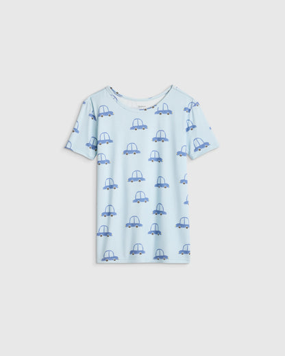 Bamboo Short Sleeve and Shorts Pajama Set - 2T / Lavender Hearts