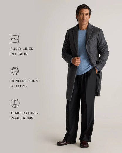 Italian Wool Overcoat - S / Heather Charcoal