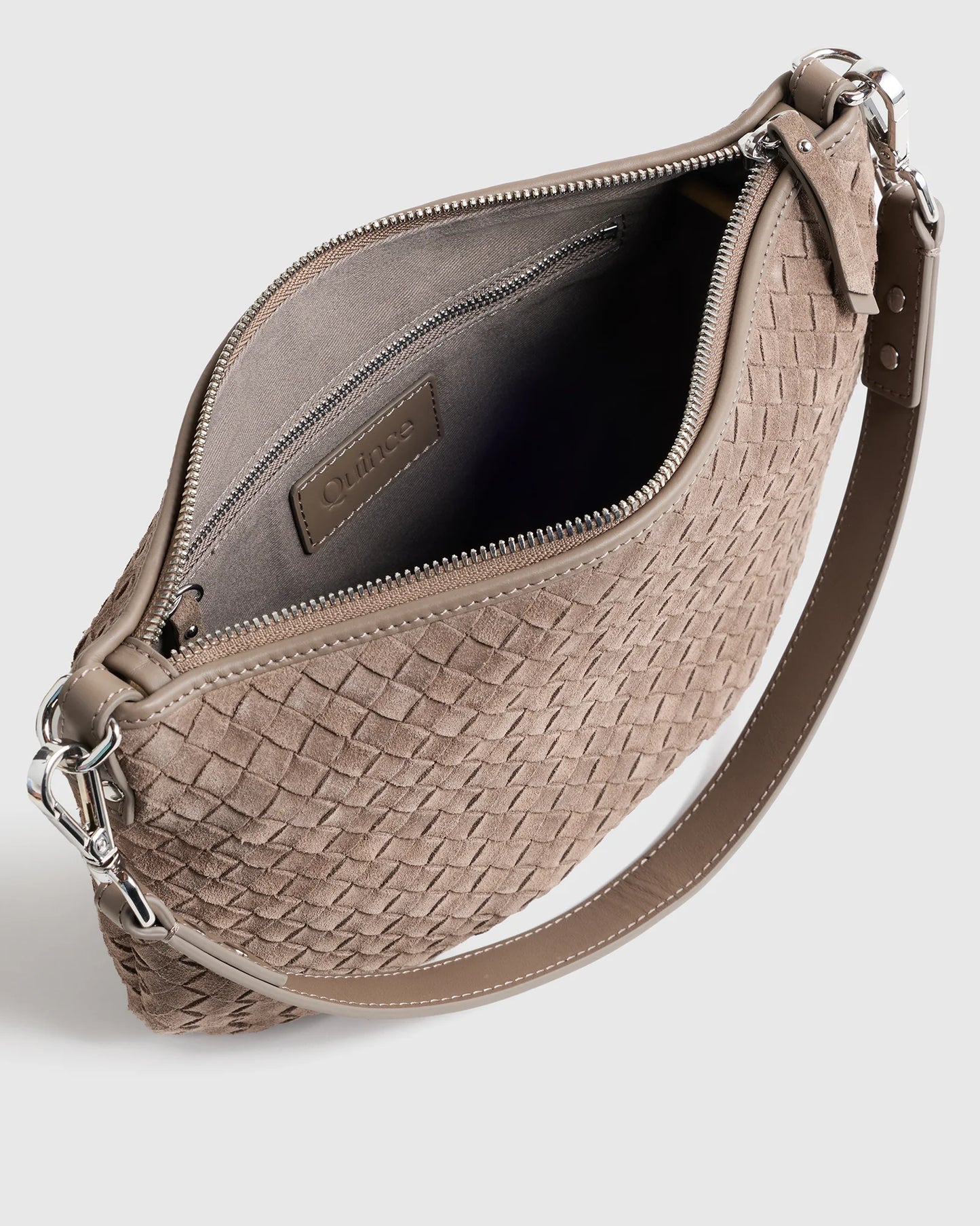 Sloane Suede Handwoven Mini Shoulder Bag - One Size / Pebble
