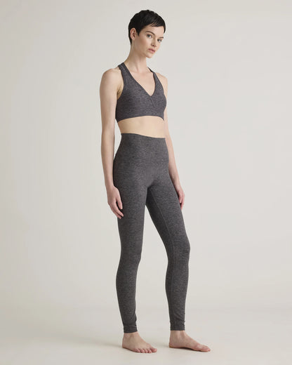 Ultra-Soft V-Neck Racerback Bra - XS / Heather Black