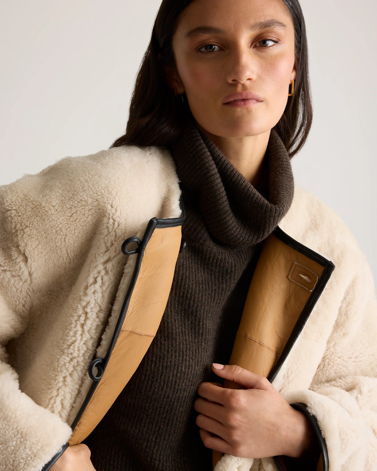 100% Shearling Duffle Jacket - XS / Cream Shearling