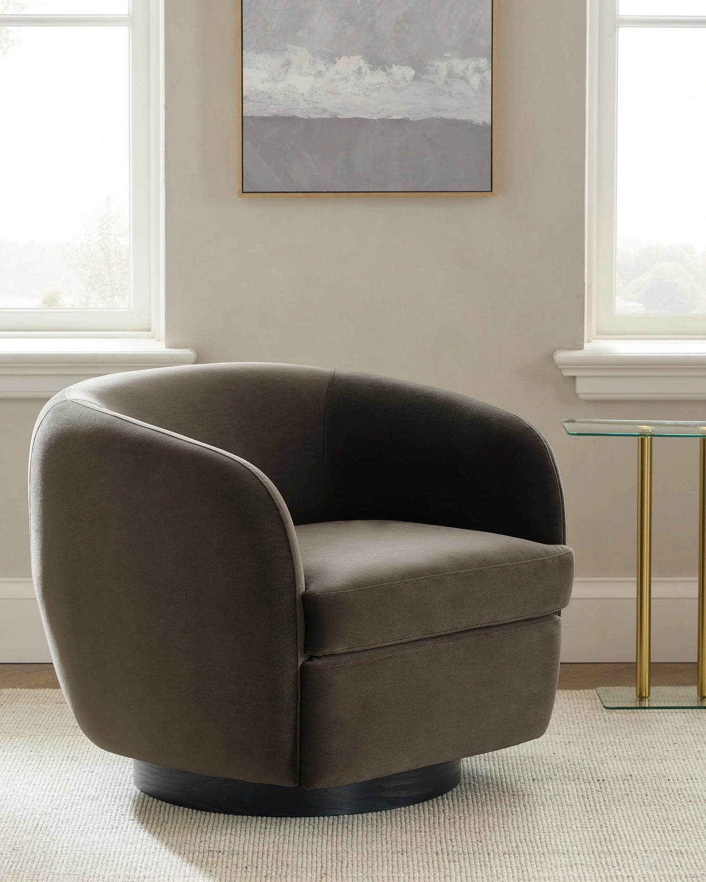 Performance Velvet Swivel Chair - One Size / Performance Velvet Taupe