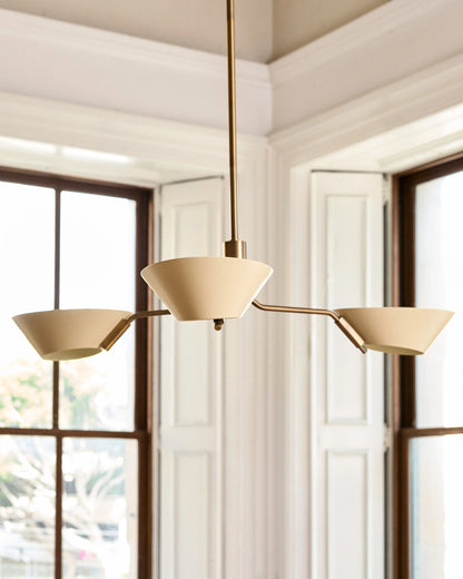 Mid-Century Armed Iron Chandelier - One Size / Sand