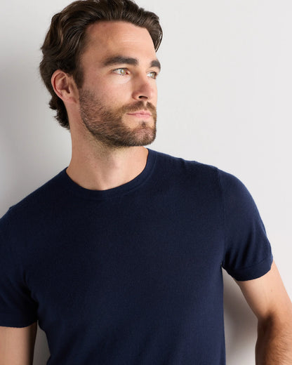 100% Superfine Mongolian Cashmere Tee - S / True Navy