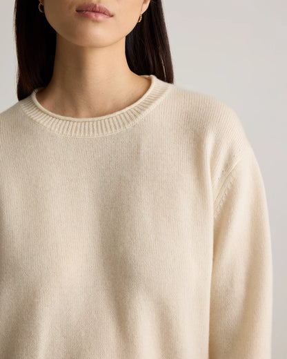 Mongolian Cashmere Boxy Crewneck Sweater - XS / Faded Denim/Brown/Ivory Variegated Stripe