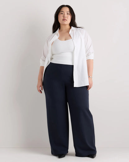 Ultra-Stretch Ponte Wide Leg Pants - 1X / Black