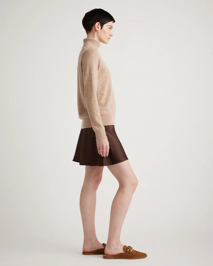 100% Washable Silk Mini Skirt - XS / Champagne