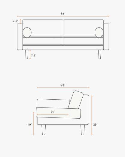 Italian Leather Midcentury Sofa - One Size / Chestnut