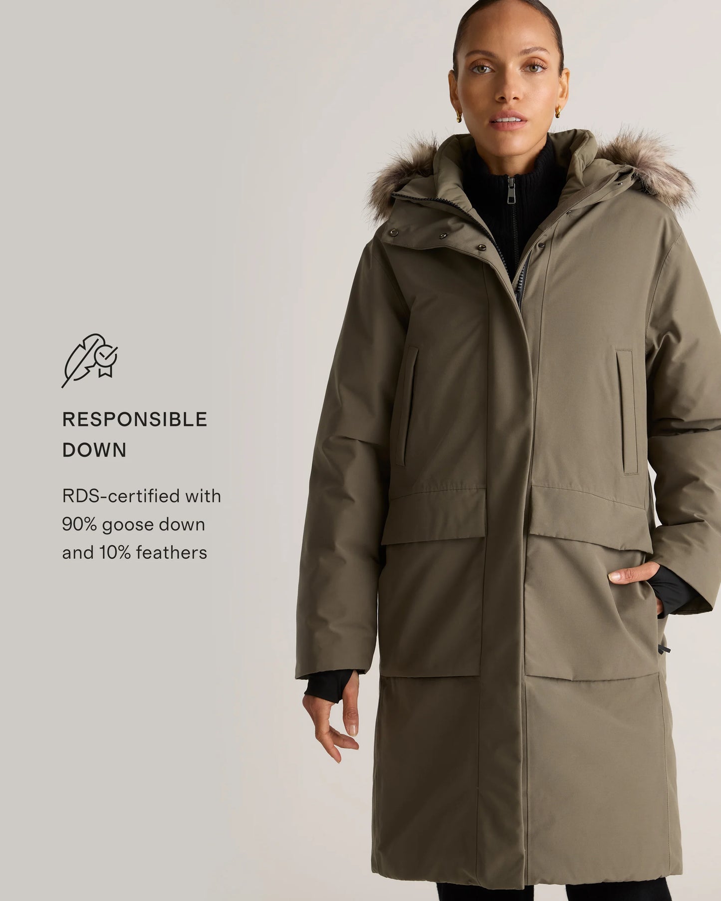 Responsible Down Hooded Long Parka - XS / Storm Blue