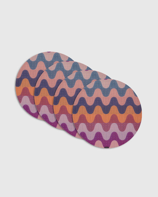 Wiggle Easy-Care Round Placemat, Set of 4 by Chilewich - One Size / Heatwave