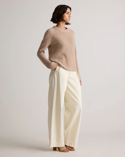 Mongolian Cashmere Fisherman Crewneck Sweater - XS / Teak