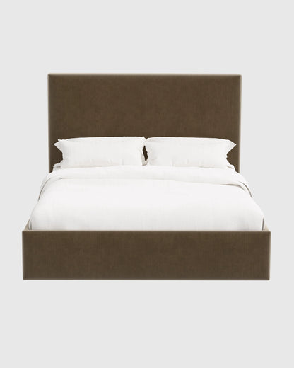 Square Bed in Performance Velvet - Full / Butterscotch