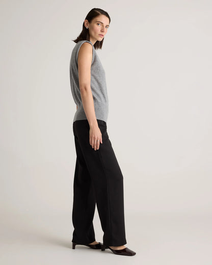 Mongolian Cashmere Padded-Shoulder Sweater Tank - XS / Heather Grey