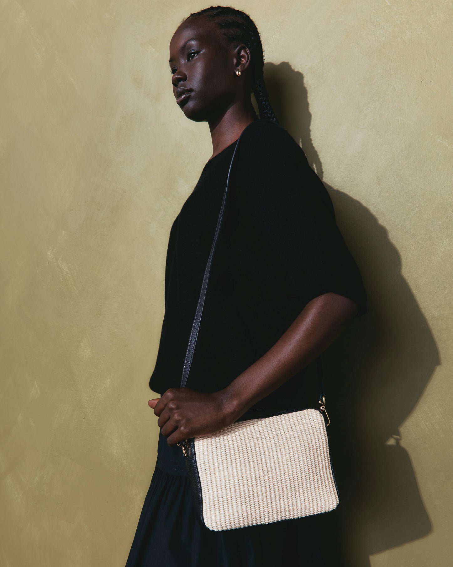 Italian Leather & Raffia Crossbody - One Size / Mocha