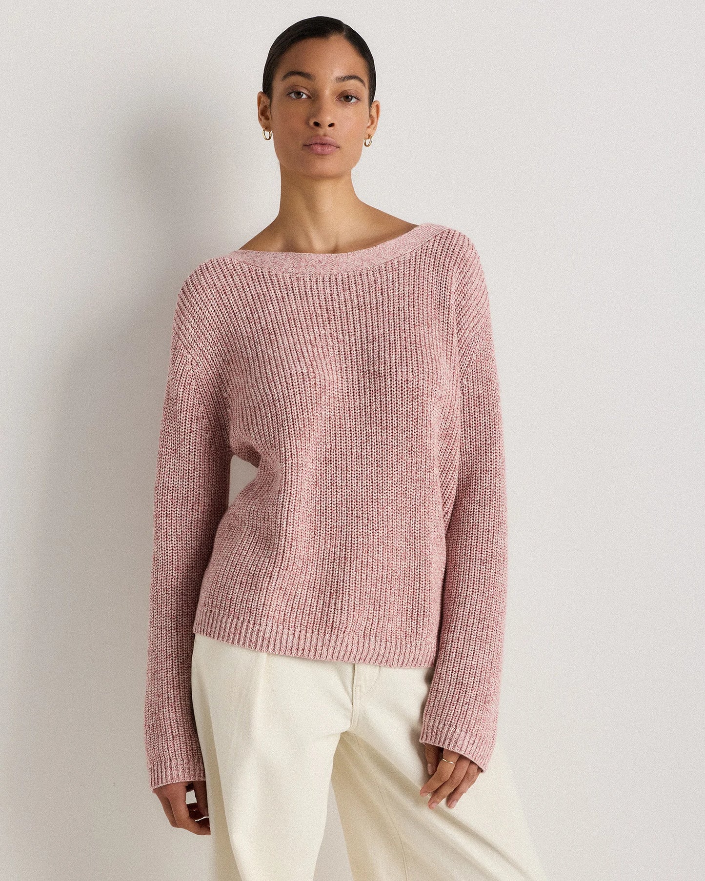 100% Organic Cotton Fisherman Boatneck Sweater - XS / Navy