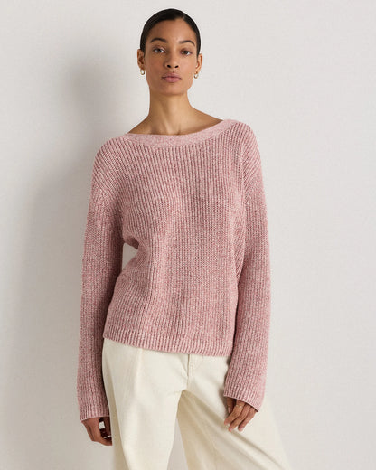 100% Organic Cotton Fisherman Boatneck Sweater - XS / Navy