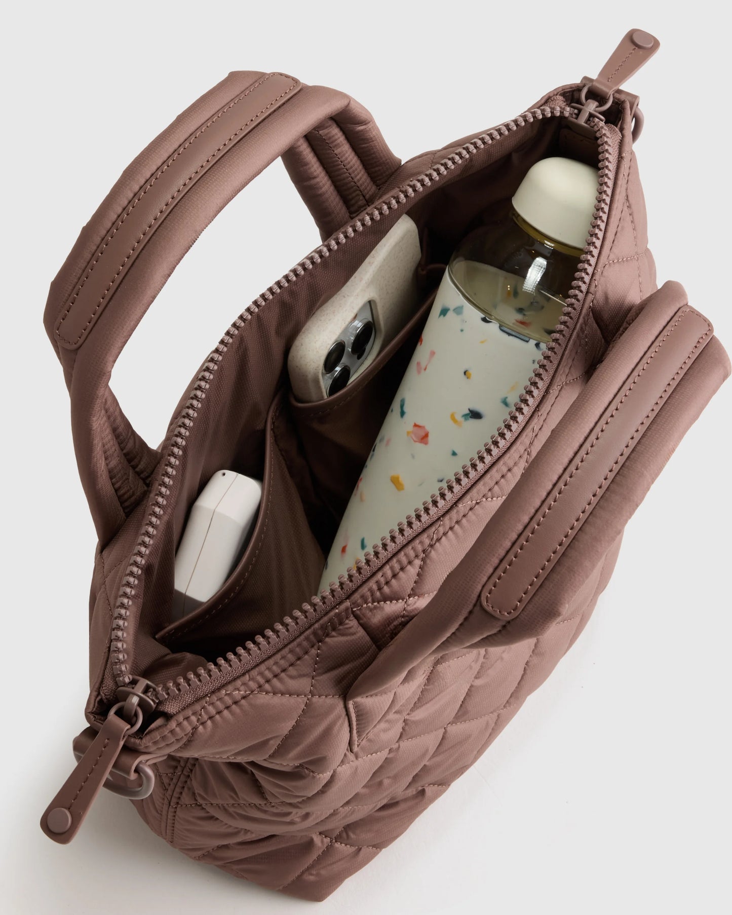 Transit Quilted Small Crossbody Tote - One Size / Taupe Brown