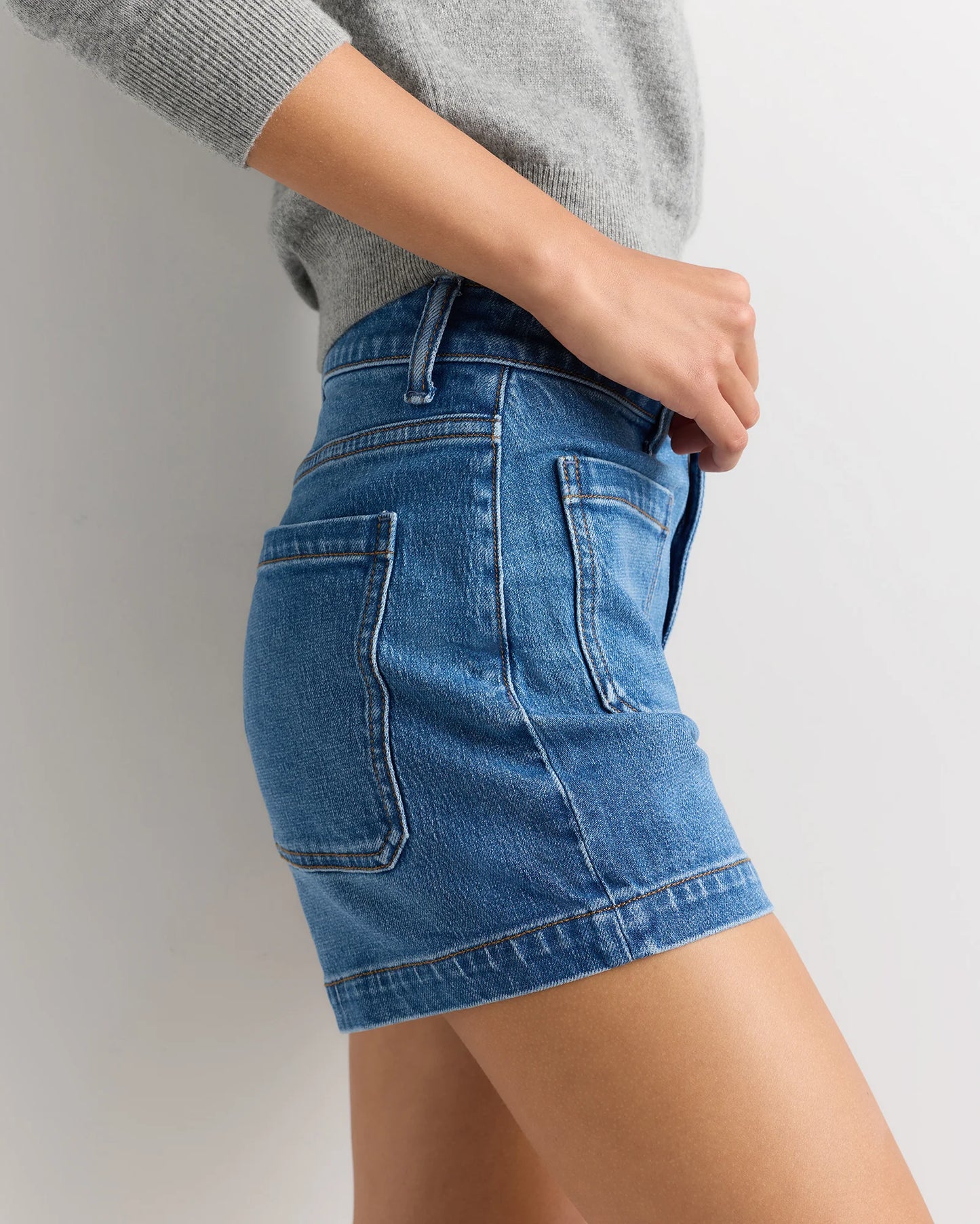 Bella Stretch Patch Pocket Shorts - 24 / Cool Blue