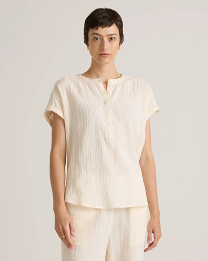 100% Organic Cotton Gauze Roll Sleeve Shirt - XS / Spiced Orange