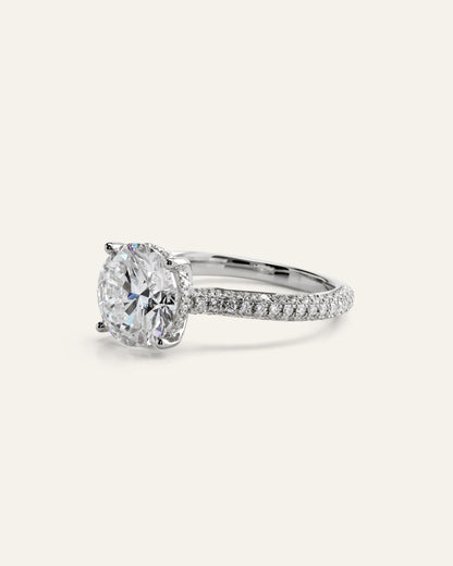 Lab Grown Diamond Round Pave Cathedral Engagement Ring - 3ct - 4 / Yellow Gold