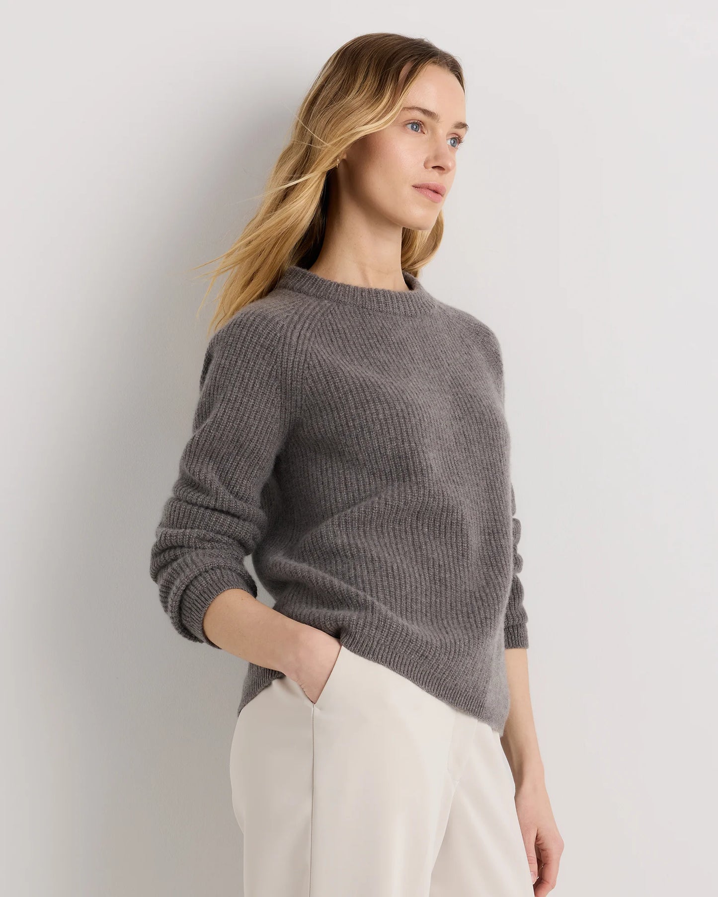 Mongolian Cashmere Fisherman Crewneck Sweater - XS / Teak