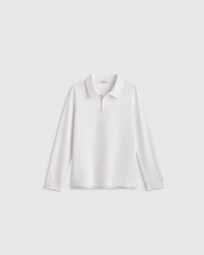 Organic Cotton Long Sleeve Pique Polo - 2T / White
