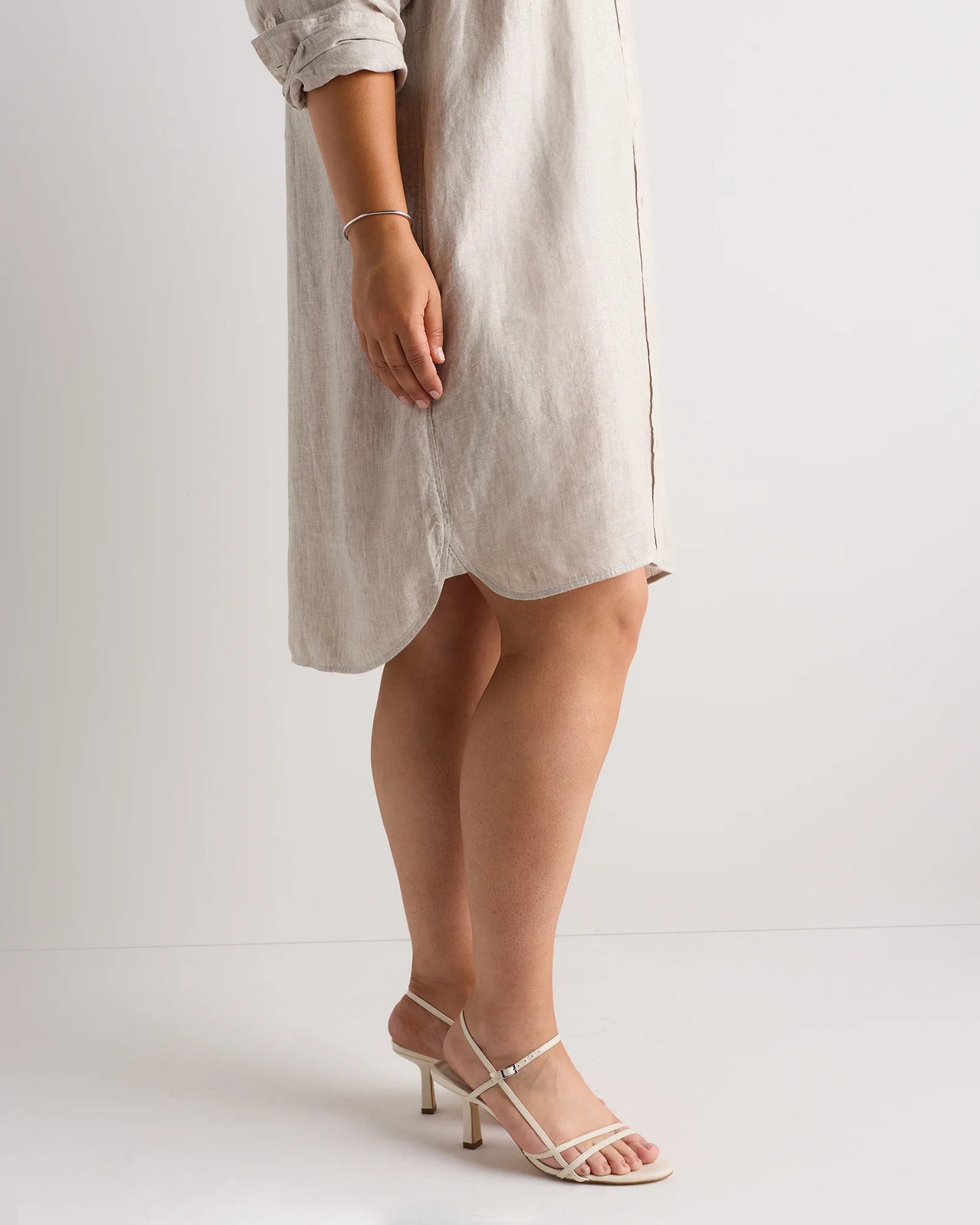 100% European Linen Shirt Dress - 1X / Black