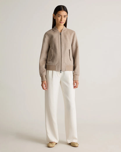 Double-Faced Merino Wool Bomber Jacket - XS / Black