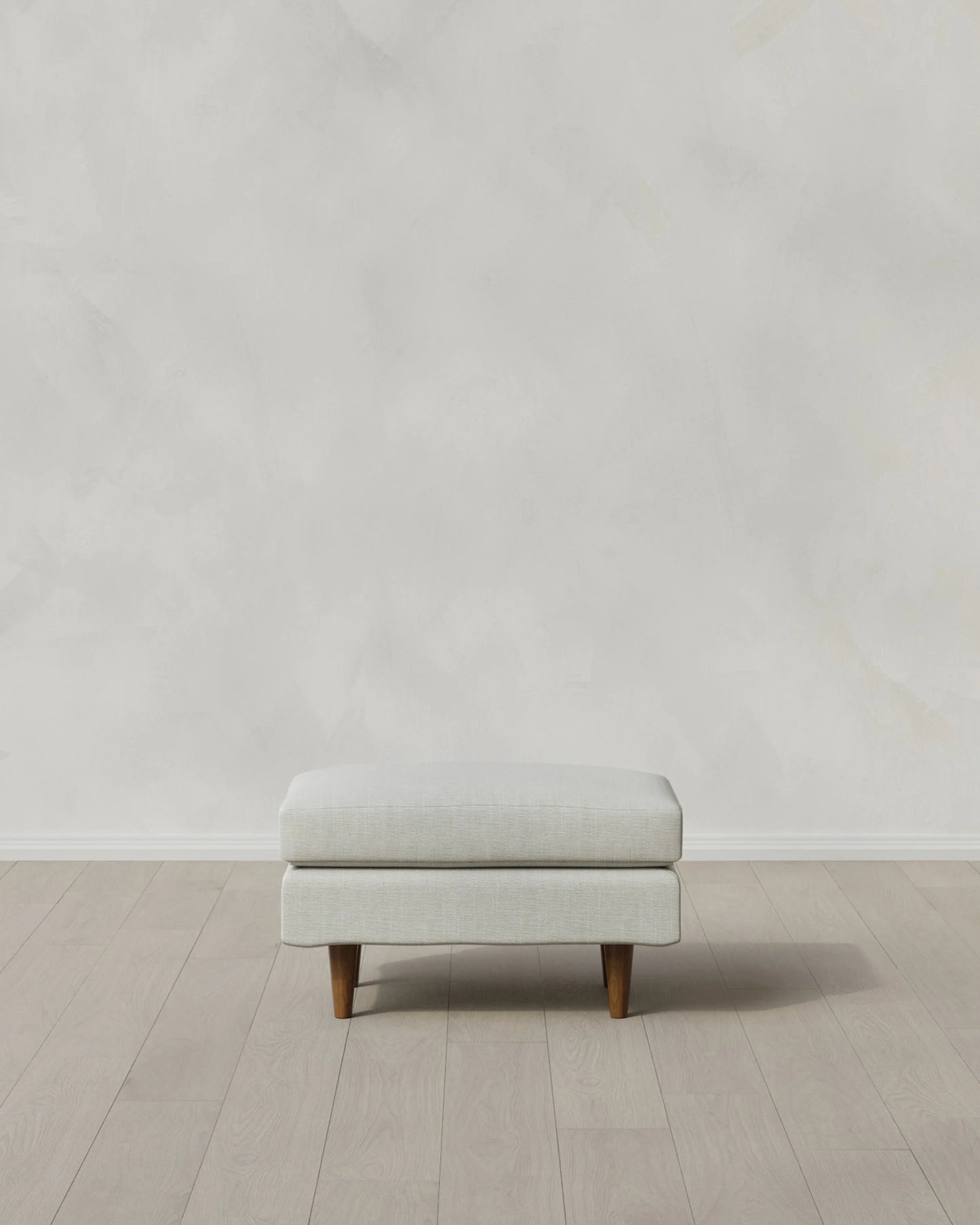Atlas Midcentury Ottoman in Performance Chenille Linen Blend - 31.5" / Snow