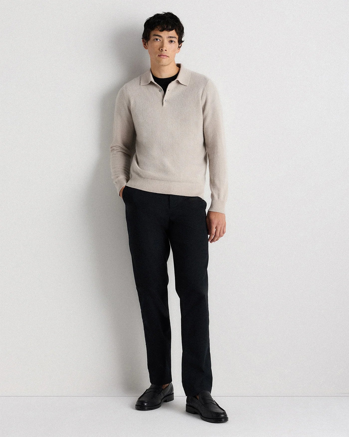Mongolian Cashmere Polo Sweater - S / True Navy
