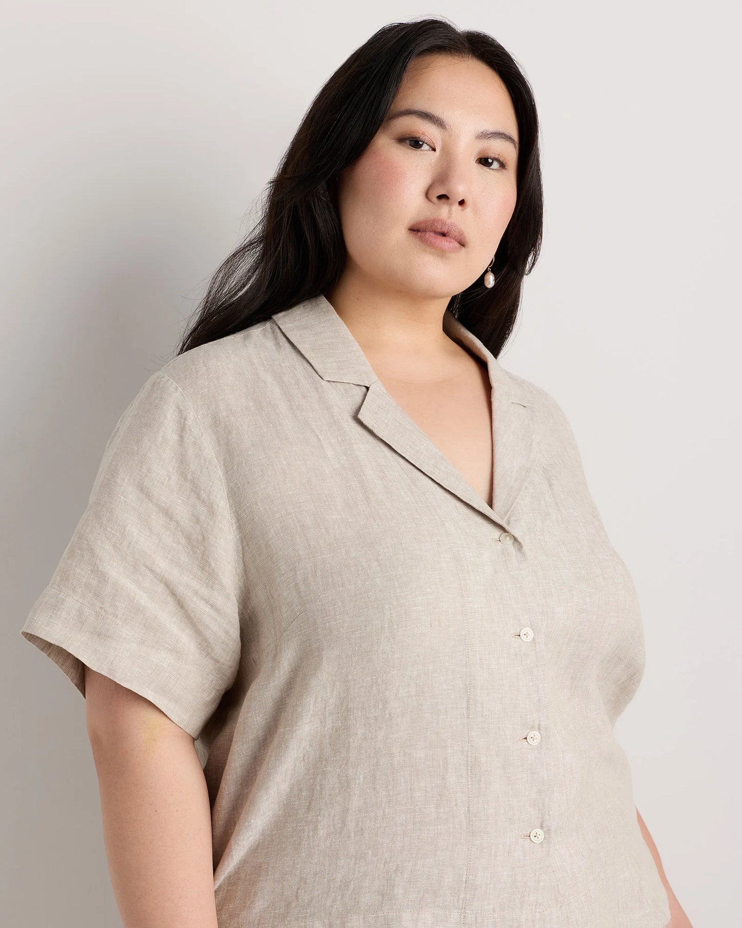 100% European Linen Short Sleeve Shirt - 1X / Flax