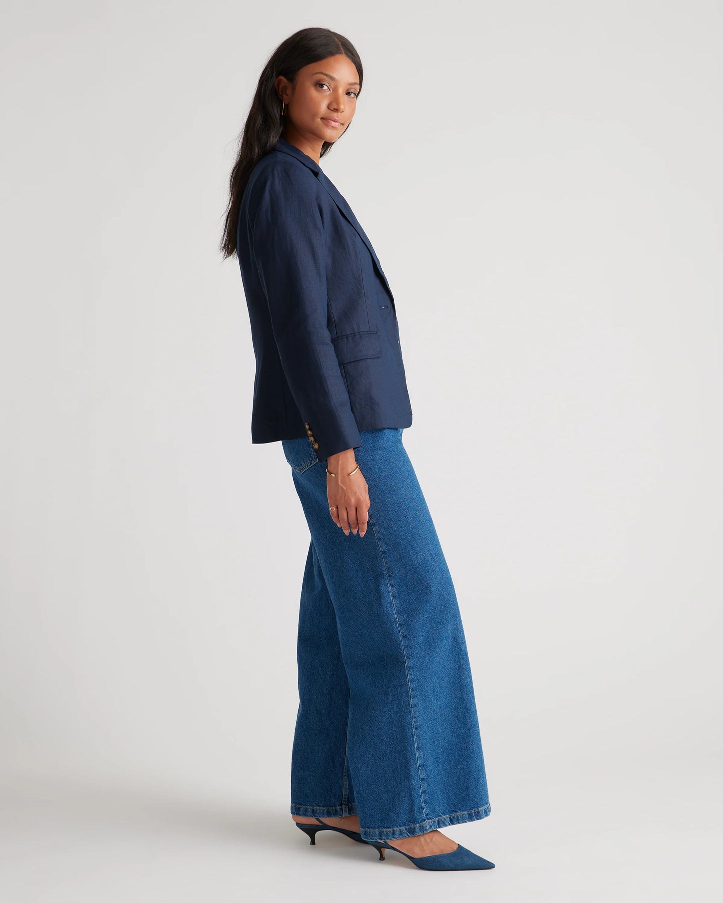 100% European Linen Structured Blazer - XS / French Blue