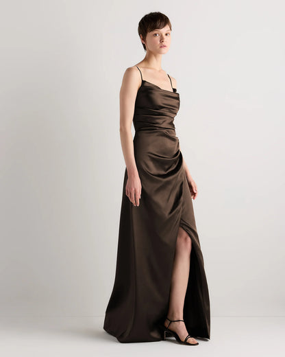 Juliette Stretch Satin Dress - 0 / Garden Sage Green