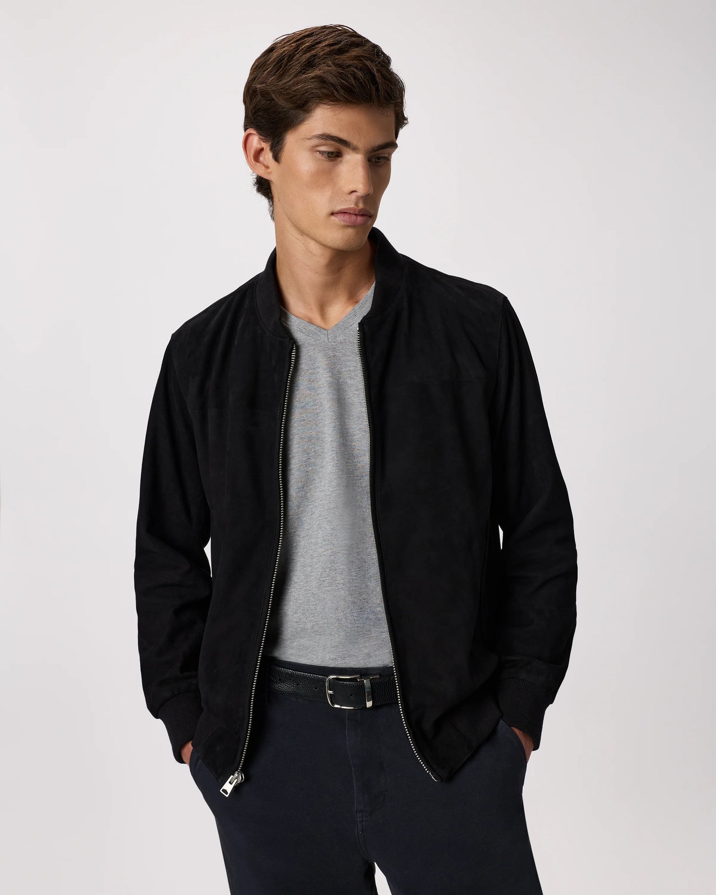 100% Suede Bomber Jacket - XS / True Black