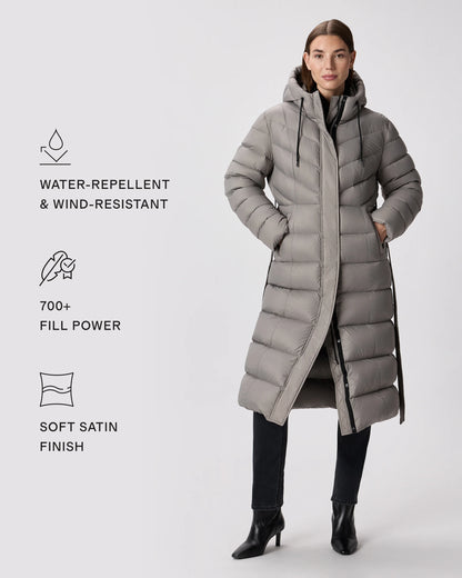 Responsible Down Belted Puffer Maxi Coat - XS / Morel Grey