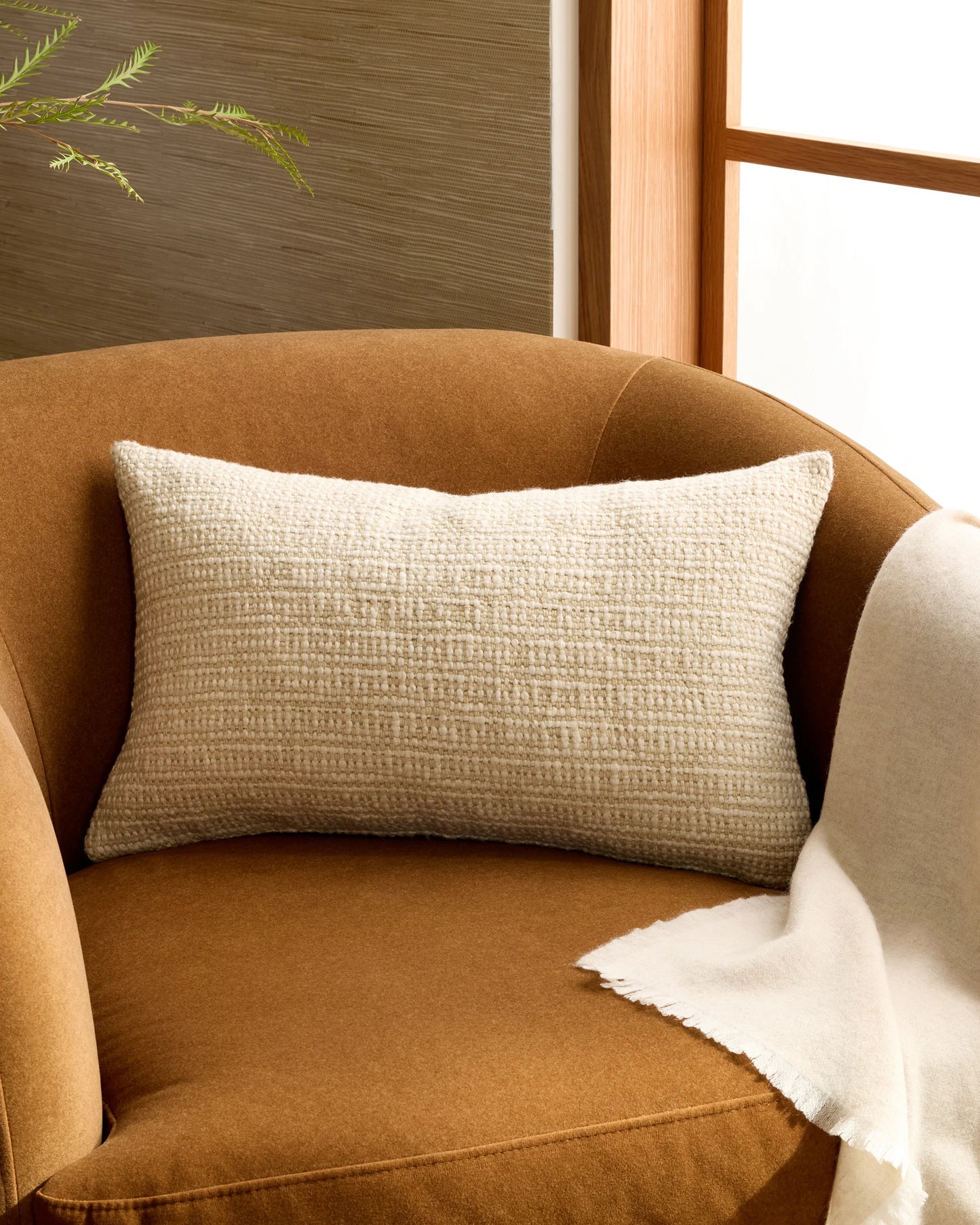 Wool Linen Textured Pillow Cover (Set of 2) - 12x20 / Ivory