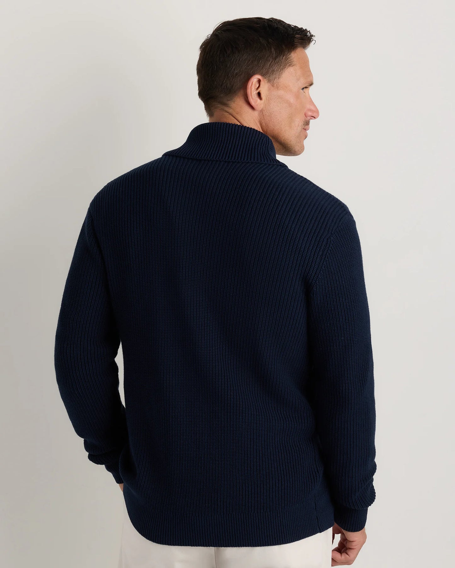100% Organic Cotton Ribbed Shawl-Collar Cardigan Sweater - S / Bayberry Olive