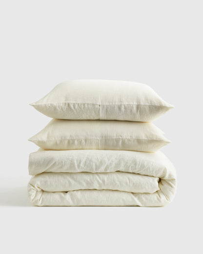 European Linen Duvet Cover Set - Twin / Peach