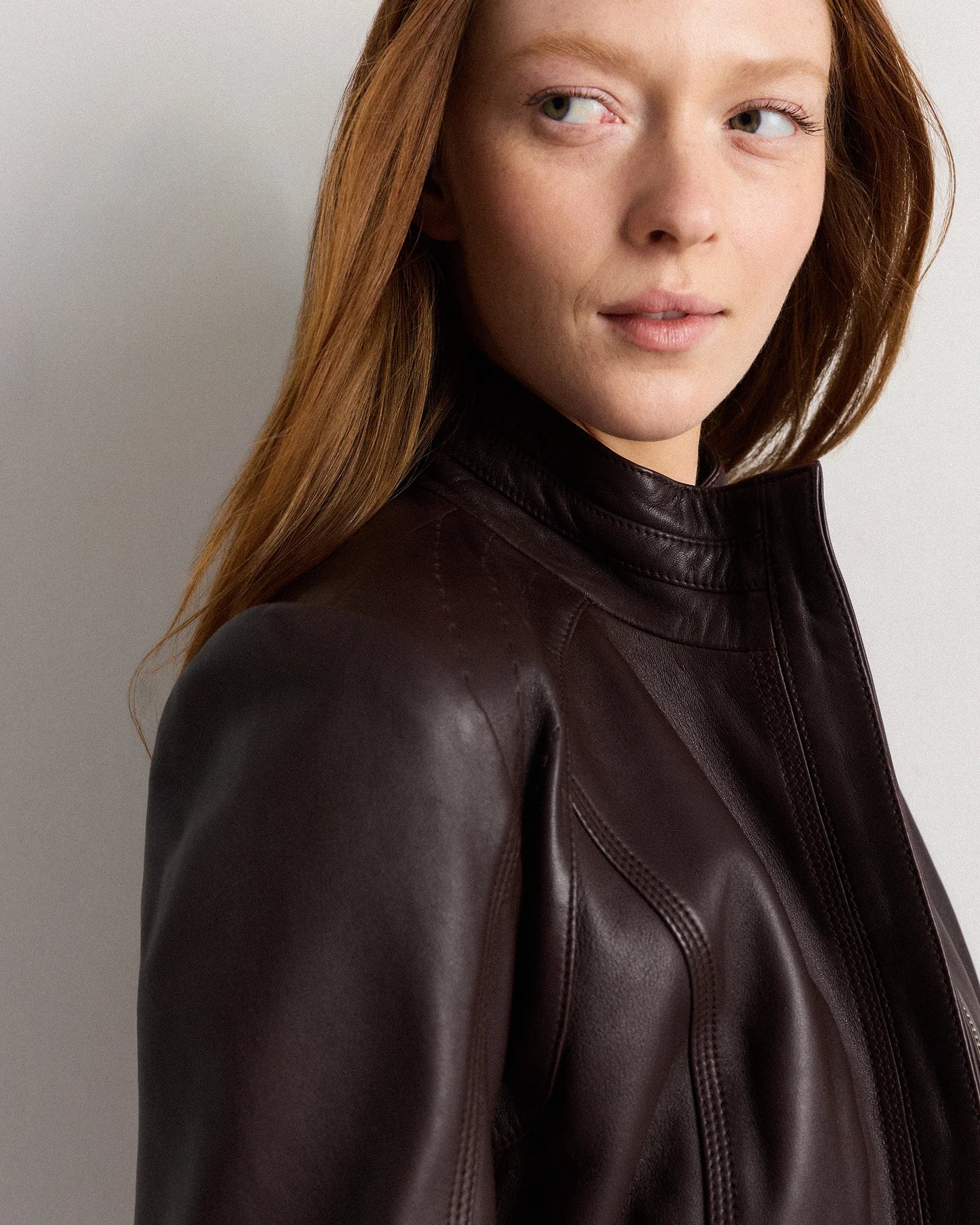 100% Leather Stand-Collar Jacket - XS / True Black