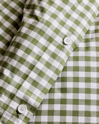 Organic Crisp Percale Gingham Duvet Cover - Twin / Cafe